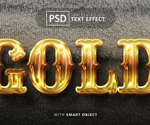 Gold PSD Fully Editable Text Effect. Layer Style PSD Mockup Template
