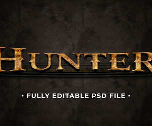 Hunter PSD Fully Editable Text Effect. Layer Style PSD Mockup Template