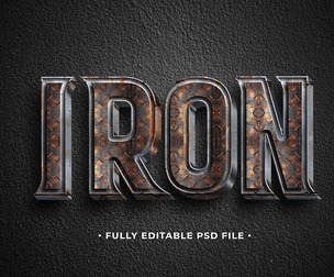Iron PSD Fully Editable Text Effect. Layer Style PSD Mockup Template