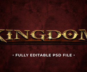 Kingdom PSD Fully Editable Text Effect. Layer Style PSD Mockup Template