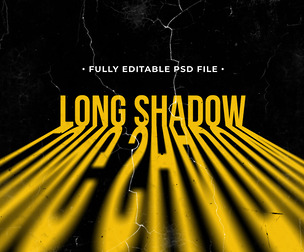 Long Shadow PSD Fully Editable Text Effect. Layer Style PSD Mockup Template