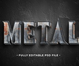 Metal PSD Fully Editable Text Effect. Layer Style PSD Mockup Template