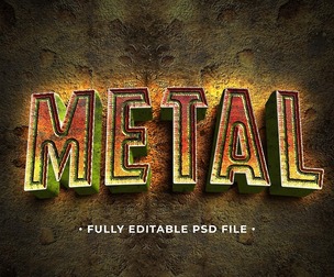 Metal PSD Fully Editable Text Effect. Layer Style PSD Mockup Template