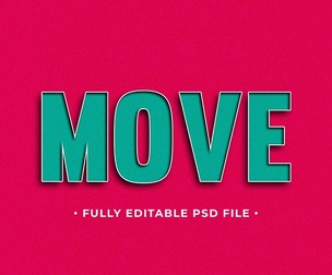 Move PSD Fully Editable Text Effect. Layer Style PSD Mockup Template