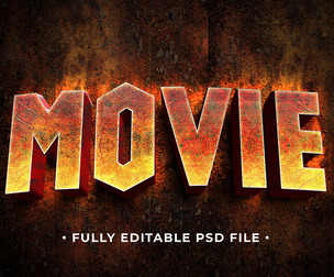 Movie PSD Fully Editable Text Effect. Layer Style PSD Mockup Template