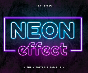 Neon Effect PSD Fully Editable Text Effect. Layer Style PSD Mockup Template