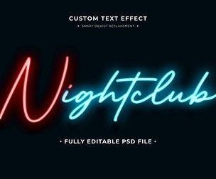 Night Club PSD Fully Editable Text Effect. Layer Style PSD Mockup Template
