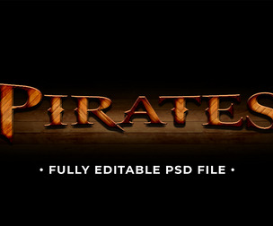 Pirates PSD Fully Editable Text Effect. Layer Style PSD Mockup Template