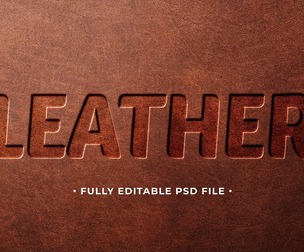 Pressed Leather PSD Fully Editable Text Effect. Layer Style PSD Mockup Template