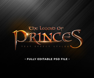 Princes PSD Fully Editable Text Effect. Layer Style PSD Mockup Template