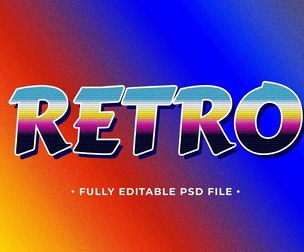 Retro PSD Fully Editable Text Effect. Layer Style PSD Mockup Template