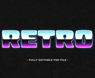 Retro Chrome PSD Fully Editable Text Effect. Layer Style PSD Mockup Template