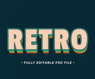 Retro PSD Fully Editable Text Effect. Layer Style PSD Mockup Template