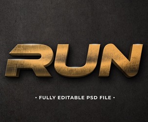 Run PSD Fully Editable Text Effect. Layer Style PSD Mockup Template