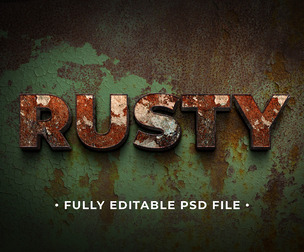 Rust Metal PSD Fully Editable Text Effect. Layer Style PSD Mockup Template