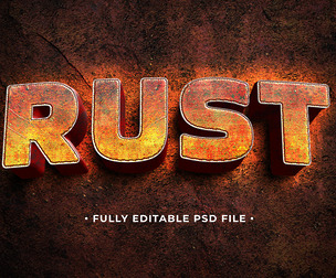 Rust PSD Fully Editable Text Effect. Layer Style PSD Mockup Template
