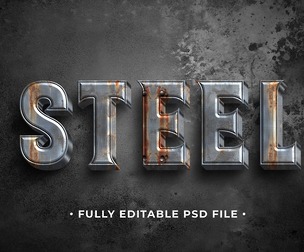 Steel PSD Fully Editable Text Effect. Layer Style PSD Mockup Template