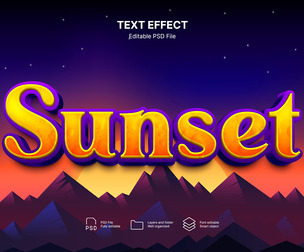 Sunset PSD Fully Editable Text Effect. Layer Style PSD Mockup Template