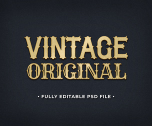 Vintage Original PSD Fully Editable Text Effect. Layer Style PSD Mockup Template