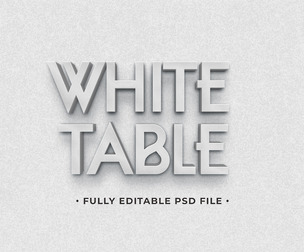White Table PSD Fully Editable Text Effect. Layer Style PSD Mockup Template