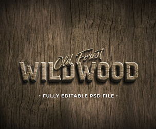 Wild Wood PSD Fully Editable Text Effect. Layer Style PSD Mockup Template