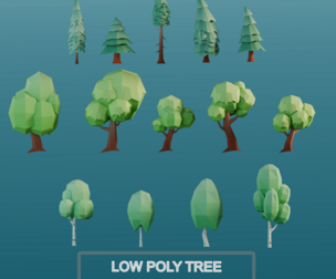 Trees low poly set 3D model