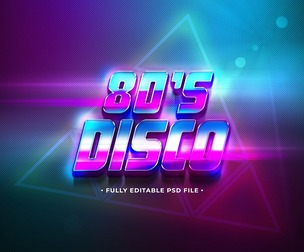 80 Disco PSD Fully Editable Text Effect. Layer Style PSD Mockup Template