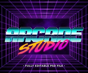 Acrade Studio PSD Fully Editable Text Effect. Layer Style PSD Mockup Template