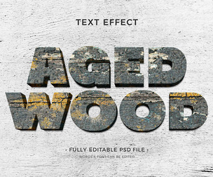 Aged Wood PSD Fully Editable Text Effect. Layer Style PSD Mockup Template