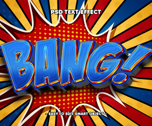 Bang Comic PSD Fully Editable Text Effect. Layer Style PSD Mockup Template