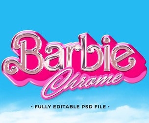 Barbie Chrome PSD Fully Editable Text Effect. Layer Style PSD Mockup Template