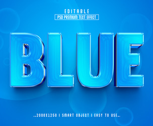 Blue PSD Fully Editable Text Effect. Layer Style PSD Mockup Template