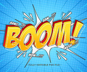 Boom Comic PSD Fully Editable Text Effect. Layer Style PSD Mockup Template