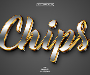 Chips PSD Fully Editable Text Effect. Layer Style PSD Mockup Template