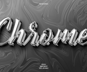 Chrome PSD Fully Editable Text Effect. Layer Style PSD Mockup Template