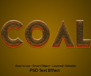Coal PSD Fully Editable Text Effect. Layer Style PSD Mockup Template