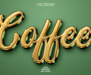 Coffee PSD Fully Editable Text Effect. Layer Style PSD Mockup Template