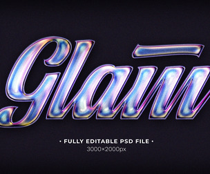 Glam PSD Fully Editable Text Effect. Layer Style PSD Mockup Template