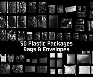 50+ Plastic Package Mockups, Poly Mailer Envelopes, Wrinkled Plastic Bags, Bubble Mailer Overlay