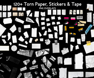 120+ Torn Paper, Stickers, Tape Overlays, Ripped Sheets, Burnt Edge Paper, Adhesive Tape, PNG