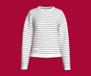 Girls Long Sleeve Striped Sweatshirt With Patch | Marvelous / Clo3d / obj / fbx
