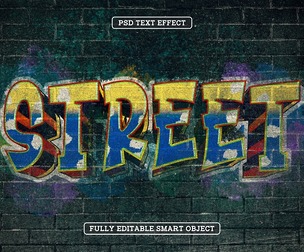 Graffiti Street PSD Fully Editable Text Effect. Layer Style PSD Mockup Template