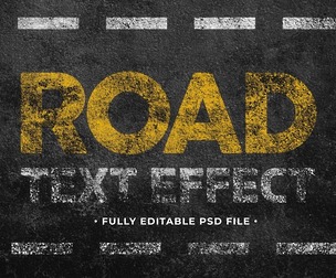 Grunge Road PSD Fully Editable Text Effect. Layer Style PSD Mockup Template