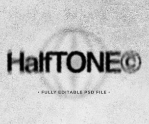 Halftone PSD Fully Editable Text Effect. Layer Style PSD Mockup Template