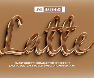 Latte PSD Fully Editable Text Effect. Layer Style PSD Mockup Template