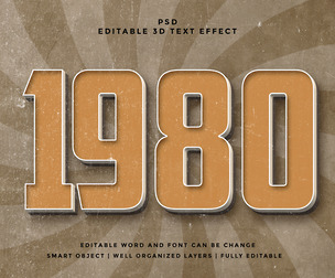 1980 PSD Fully Editable Text Effect. Layer Style PSD Mockup Template