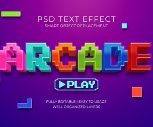 Arcade PSD Fully Editable Text Effect. Layer Style PSD Mockup Template
