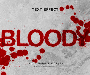 Bloody PSD Fully Editable Text Effect. Layer Style PSD Mockup Template