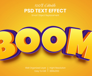 Boom PSD Fully Editable Text Effect. Layer Style PSD Mockup Template