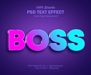 Boss PSD Fully Editable Text Effect. Layer Style PSD Mockup Template